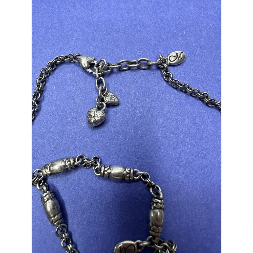 Brighton Necklace Bracelet Set‎ Heart Creative Memories Silver Barrel Links